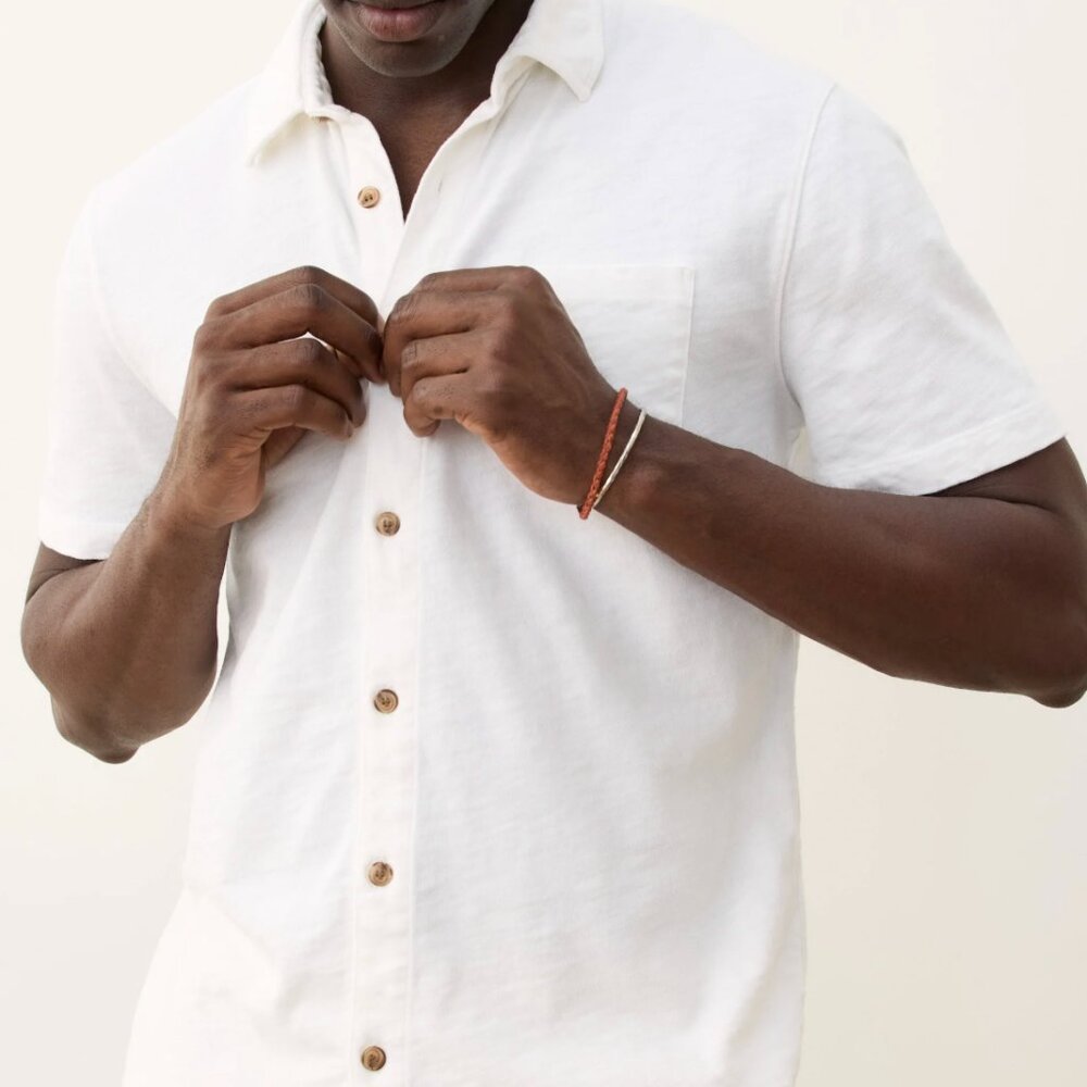 Marine Layer short sleeve Heavy Slub Button Down Sand